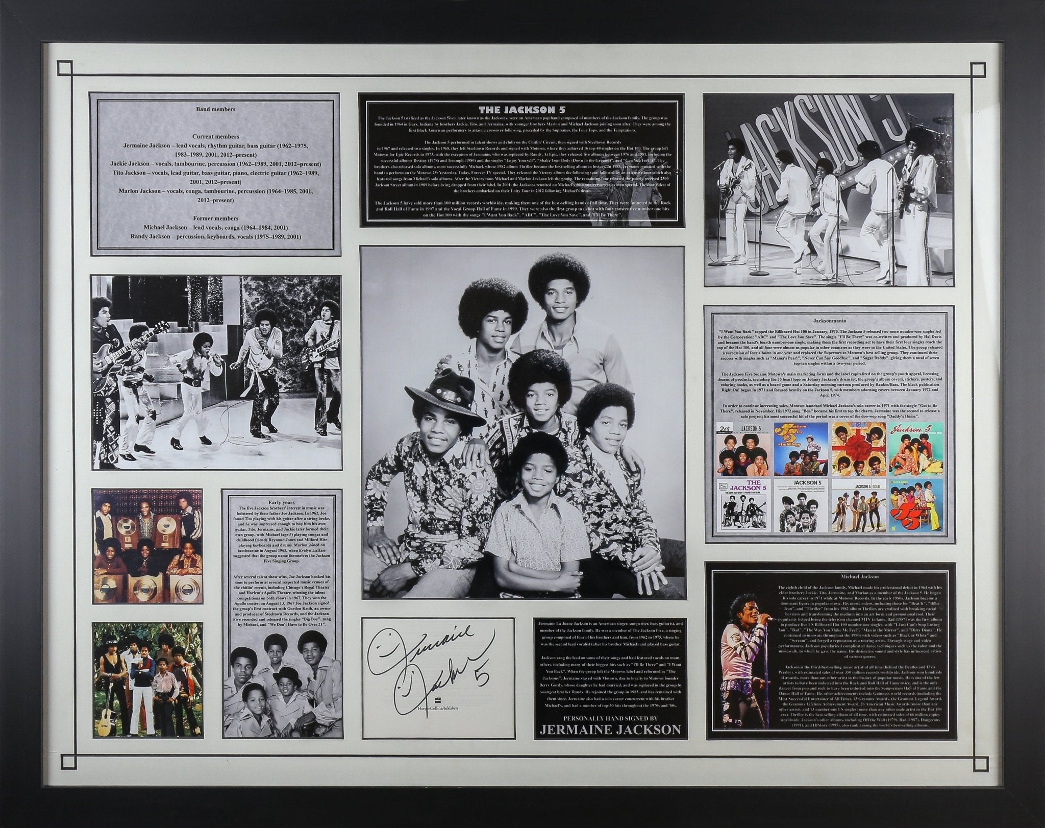 Jermaine Jackon, The Jackson 5 Signed Whitecard Framed Display - Memorabilia Framers Shop